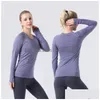 Womens Loose Fit Yoga T-shirts Gym Stretchy Long Sleeve Crop Top Fitness Sports Tee Workout Blues for Women Sell Drop Delivery Dhn9k