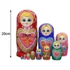 Dolls 10 Pieces Wooden Russian Nesting Doll Wood Stacking Toy Matryoshka Collectible Traditional Nesting Doll for Home Decoration Room 231031