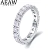 Anel Solitaire AEAW Sólido 14K Ouro Branco Rodada Enternity Full Diamond Band 2.5mm 1.5ctw DF Cor Para Mulheres 231031