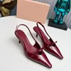 2023 Designer Women Sandals High Heels Summer Pointed Toe Sexy Ankle Strap 5.5cm Embroidered Plus Size Sandals 34-42