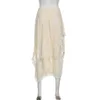 Spódnice y2k beżowe bajki boho asymetryczne koronkowe wykończenie midi damskie niskie talia linijka vintage letnie stroje harajuku 231031