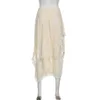 Röcke Y2K Beige Fairycore Boho Asymmetrischer Spitzenbesatz Midi Damen Niedrige Taille A-Linie Vintage Sommer Harajuku Urlaubsoutfits 231031