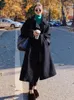 Pelliccia da donna LANMREM stile coreano agnello cappotto lungo donna tinta unita risvolto cintura vita raccolta autunno abbigliamento moda 2023 23284