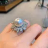 Cluster Rings White Pearl Set Zircon Open Adjustable Couple Ring Fashion Snowflake Sunflower For Women Jewelry Gift Drop