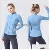 Женская куртка для йоги, модная весенне-осенняя облегающая тонкая спортивная одежда для тренировок, бега в тренажерном зале, однотонные куртки-кардиганы, Drop Deli Dhr5J