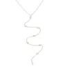 Chokers 925 Sterling Silver Clear CZ Link Long Chain Jóias Mulheres Bijoux Simples Camisola Sexy Colar Moda Y Forma Lariat Senhoras 231101