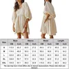 Casual Dresses Solid Color Women Patchwork Dress Drop Shoulder Lantern Sleeve Three Quarter Loose Fit Streetwear Suit