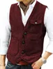 Men's Colets Business Suit Vest Herringbone Tweed v pescoço Coloque formal para casamento ou smoking 230331