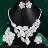 Necklace Earrings Set GODKI Fashion 4PCS Luxury Hollow Leaf Flower Nigeria For Women Wedding African Cubic Zircon CZ Dubai Bridal Jewelry