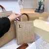 L 레터 토트 가방 밀짚 끈끈한 토트 여성 디자이너 가방 여름 밀짚 고급 핸드백 2 크기의 해변 가방 휴가 짠 숄더 가방 숙녀 지갑 지갑