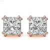 Medboo Moissanite Vvs1 d 2ct Studs Princesa Corte Diamante Ouro Rosa