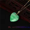 Jade coração colar pingente pedra 925 prata natural moda charme colares verde luxo jóias acessórios homem real jadeite307m