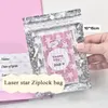 Storage Bags Laser Star Self Sealing Bag Jewelry Packaging Card Out Handbook Sliding Strip Gift Food INS