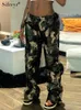 Kobiety S Sifreyr Camo Cotton Clip spant Street Fashion Trend Personalizowane swobodne jesieni kobiety luźne proste kamuflaż wysokiej talii 231101