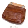 Brieftaschen Vintage-Geldbörse zum Selbermachen, altes, handgeriebenes, pflanzengegerbtes Leder, passende schlichte Damen-Kartentaschenhülle