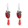 Boucles d'oreilles pendantes gothiques gouttes de sang foncé coeur paume pour femmes eau rubis main