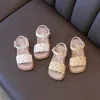 Sandalias Zapatos para niños pequeños Chica Verano Trenzado Vacaciones Punta cuadrada Sandalias para niños lindos Beige Amarillo 21-36 Pu Cuero Moda Niños Deslizadores 230331