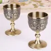 Wine Glasses Classical Metal Cup Handmade Small Goblet Household Copper Glass Carving Pattern Creative Drinkware