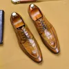 Chaussures habillées Italie Custom Hommes Véritable Cuir Business Formelle Derby Appartements Faits à la main Oxford pour hommes