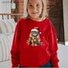 Herrtröjor tröjor god jul katt tryck barn hoodie jul flickor pojkar tröjor länge ärm huvtröja roliga syskon kläder xmas pullover l231101