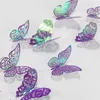 Wall Stickers 3D Purple Blue Butterflies Hollow Butterfly for Kids Rooms Home Fridge Decor DIY Art Mural Room 12Pcs 231101