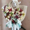 Casual rotin panier femmes sacs à main en osier tissé fourre-tout grande capacité sacs de paille été à la main fleurs sac de plage avec chapeau 230401