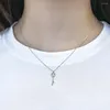 Kedjor Fashion Trend S925 Silver Micro-Set 5A Zircon Personality Love Key Clavicle Chain Ladies Niche Design