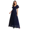 Plus Size Jurken ICCLEK Stijl Dames V-hals Chiffon Jurk Bruiloft Avondfeest Lang Elegant Rood Voor 2023