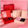 Geschenkpapier 20 Stücke Exquisite Schmuckschatulle Ewige Rose Seife Blume Ehering Ohrringe Halskette Valentinstag Verpackung Boxen Drop De Dhf6F