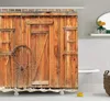 Rideaux de douche Vieux Vintage bois imperméable rideaux de douche rétro salle de bain décor suspendu rideau baignoire écran décoration de la maison avec R231101