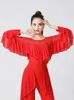 Stage Wear Ruffle Ballroom Pole Dance Abbigliamento Balletto Standard Donna Top Costume latino Elegante abito da festival moderno Camicia da strada jazz