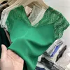 Débardeurs pour femmes Camis grande femme glace soie couture haut en dentelle Camisole col en v bas chemise à l'extérieur à l'intérieur gilet 45110KG 230331