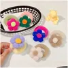 Fasce per capelli Fiorellino in peluche color caramella Cravatta per capelli per ragazze Elastico Coda di cavallo Scrunchie Alta elasticità Accessori per capelli dolci Drop Deli Dhtlu