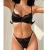 Bras Sets Summer Seksowna koronkowa bielizna Bra For Women Ultra cienki, duży pokaz piersiowy mały stanik stanik stanik dla kobiet T231101