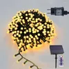 Strängar 250/500 LED Solar Christmas Cluster Lights Outdoor Firecrackers String Light Fairy Garland For Tree Wedding Party Decor