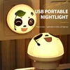 Nattljus 1PC USB Plug LED Night Light Portable Emergency Light Handheld Rechargeble Camping Lamp Cartoon Panda Mini Nightlights P230331