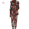 Ethnische Kleidung Afrikanischer Druck 3-teiliges Set für Frauen Frühling Dashiki Hose und Crop Top Bazin Riche Plus Size Lady WY7248