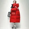 Women's Down Parkas 2023 Winter Hooded Xlong 90 White Duck Coat Women Glossy Waterproof Tjock Loose Outterwear Warm Parka Snow Jacket 231031