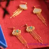 Kolczyki Dangle Jade Swallow Ear Studs Chalcedony Biżuteria Moda Prezenty Białe kamień szlachetny 925 Srebrny ptak z cyrkon Natural Kobiety