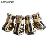 Chaussures de protection pour animaux de compagnie 4pcsset or léopard en cuir chien PU botte antidérapante pour petits chiens Teddy chien chat chaussures imperméables chiot chaussons ZL353 231031