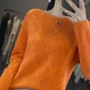 Kvinnors tröjor ull tröja fyrkantig hals jacquard stickad pullover fast lös storlek övre hösten/vinter varm