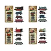 Diecast Model 1/60 Veicoli in lega di auto giocattolo Retro treno a vapore Carrinho De Brinquedo Tirare indietro giocattoli per bambini Set per regali per ragazzi 230331