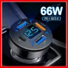 Chargeur de voiture USB 66W 4 ports Charge rapide PD Charge rapide 3.0 Adaptateur de chargeur de téléphone de voiture USB C pour iPhone 13 12 Xiaomi Samsung Car-Charge Car-Charger Car-Charger Quick Charge