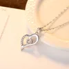 Classic Romantic Shiny Gem Heart S925 Silver Pendant Necklace Jewelry Women Micro Inlaid Zircon High Grade Halsband för Women Wedding Party Valentine's Day Gift SPC