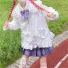 Kvinnors västar 2023 japansk mjuk tjej söt ruffle huva trumpet hylsa lös vild kappa cos lolita loli