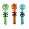 Y025 Smoking Pipe About 4.1 Inches 3 Rings Tobacco Spoon Glass Pipes Side Air Hole Smooth Airflow