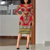 Robes de soirée 2023 Femmes Africaines Robe D'été Rouge Bureau Dames Grande Taille Midi Mode Style Ethnique 3XL Robe Rétro Robes