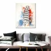 Światowa słynna budynek The Learing Tower of Pisa Pencil Script Art Canvas Drukuj plakat obrazowy do wystroju ściennego pokoju hotelowego