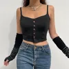 Femme Blouses Femme Camisole Couleur Unie Col Bateau Confortable Bouton Cardigan Tenue Décontractée Slim Fit Sling Débardeur Eté Sexy Gilet Quotidien