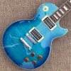 Loja personalizada, feita na China, guitarra elétrica de alta qualidade, guitarra azul, hardware cromado, topo de bordo Honey Burst, entrega gratuita